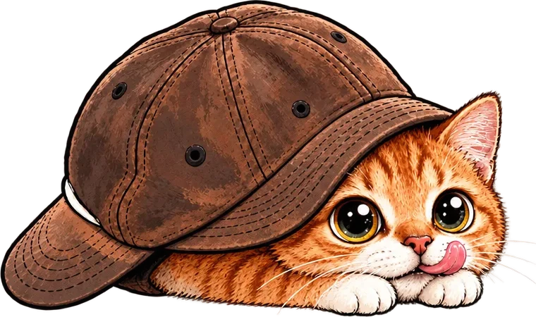 CAPCAT peeking from under the cap